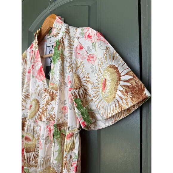 NWT Tuckernuck Sun Faded Floral Crawford Mini Flutter Sleeve Dress Cream XXS - Picture 4 of 8